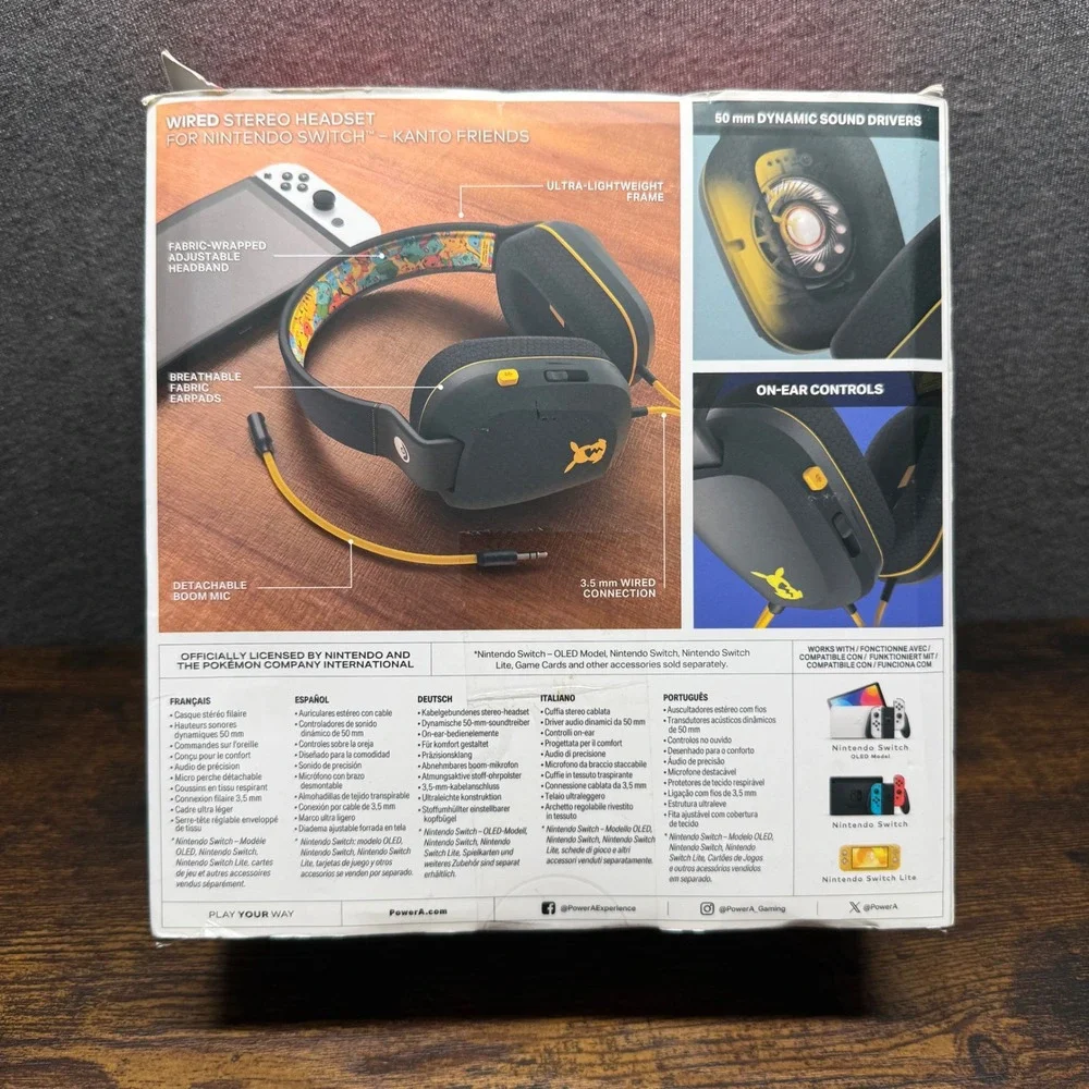 PowerA Pokemon Nintendo Switch Wired Stereo Headset Kanto Friends Pikachu Eevee
